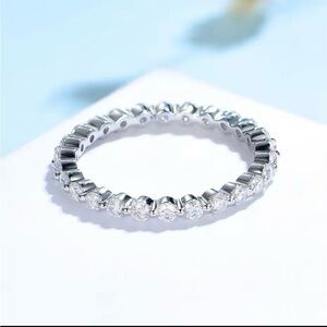 10K White Gold Lab Diamond Bubble Eternity Band Ring
